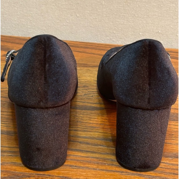 J.Crew Black Velvet Mary Jane’s W/ Rhinestone Buckle.Party Shoe. Woman’s Size 8 - Picture 6 of 14